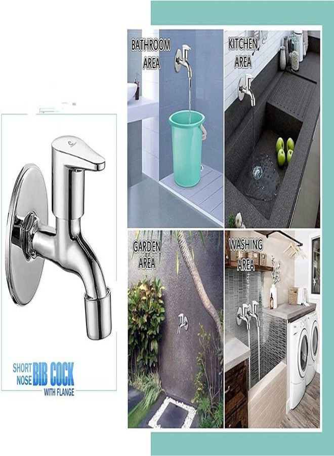 COSSIMO Bib Cock Short Body Tap with Wall Flange - Pack of 1 - Image 2